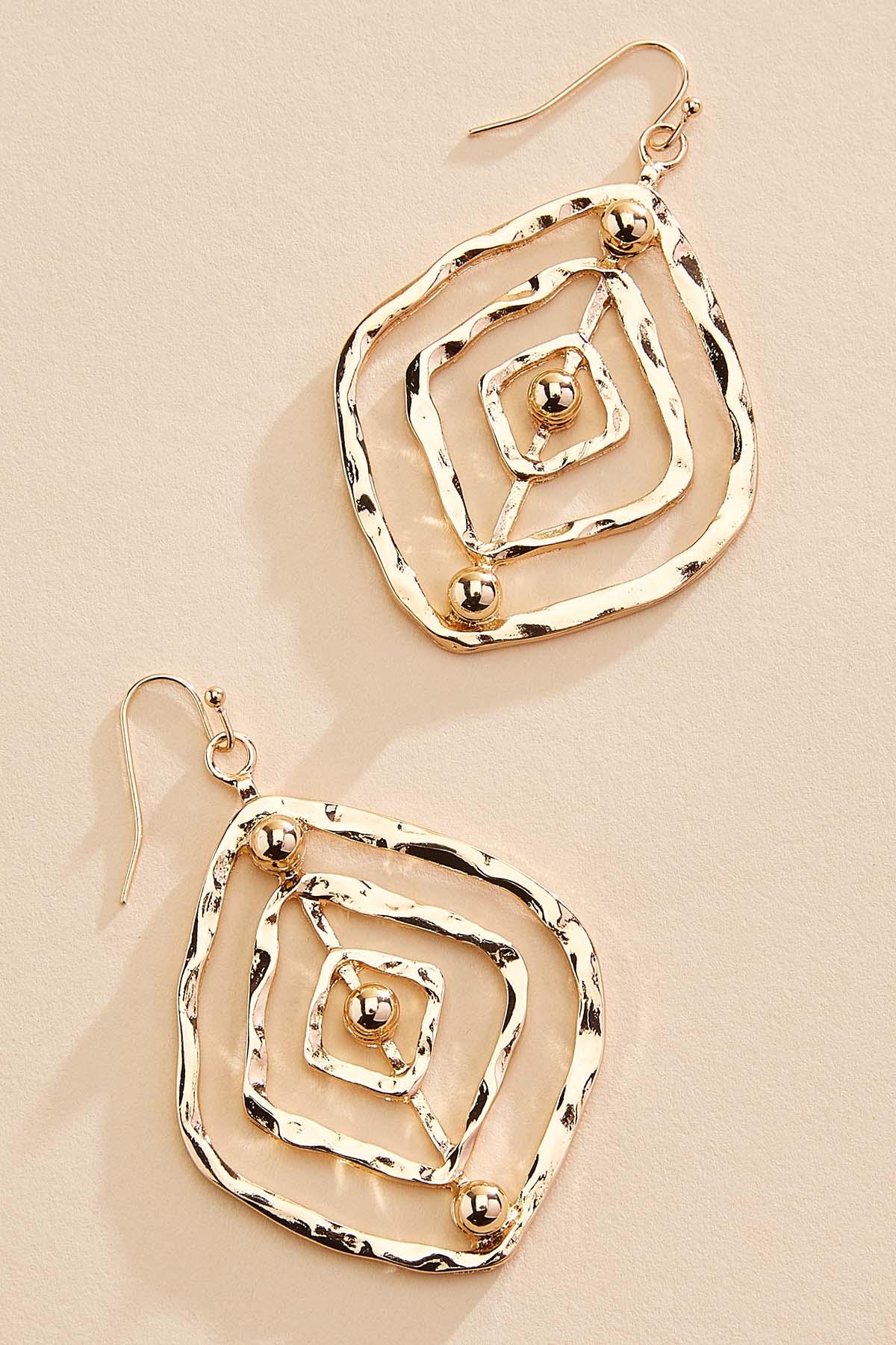 Versona hammered gold open diamond earrings GOLD