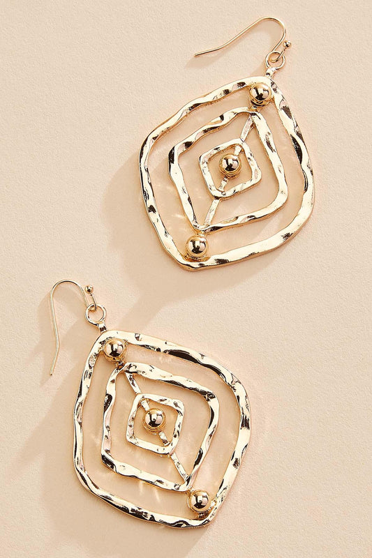 Versona hammered gold open diamond earrings GOLD