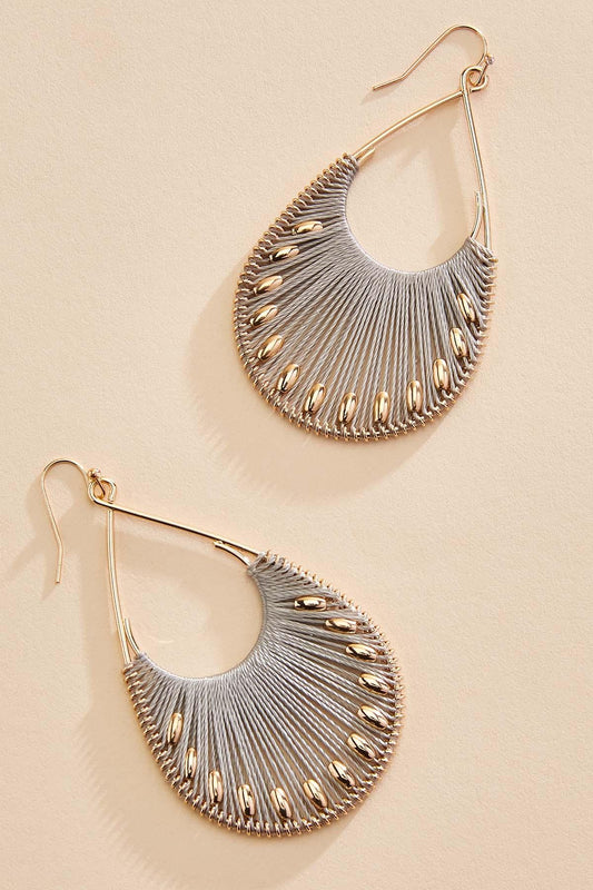 Versona gold bead threaded tear earrings GOLD