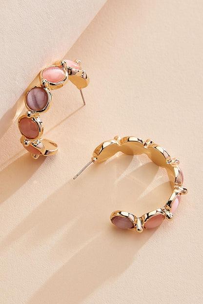 Versona semi- precious multicolor stone hoop earrings PINK_COSMOS