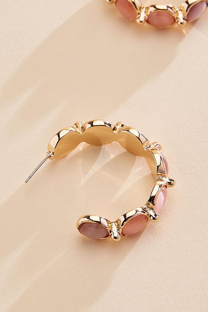 Versona semi- precious multicolor stone hoop earrings PINK_COSMOS