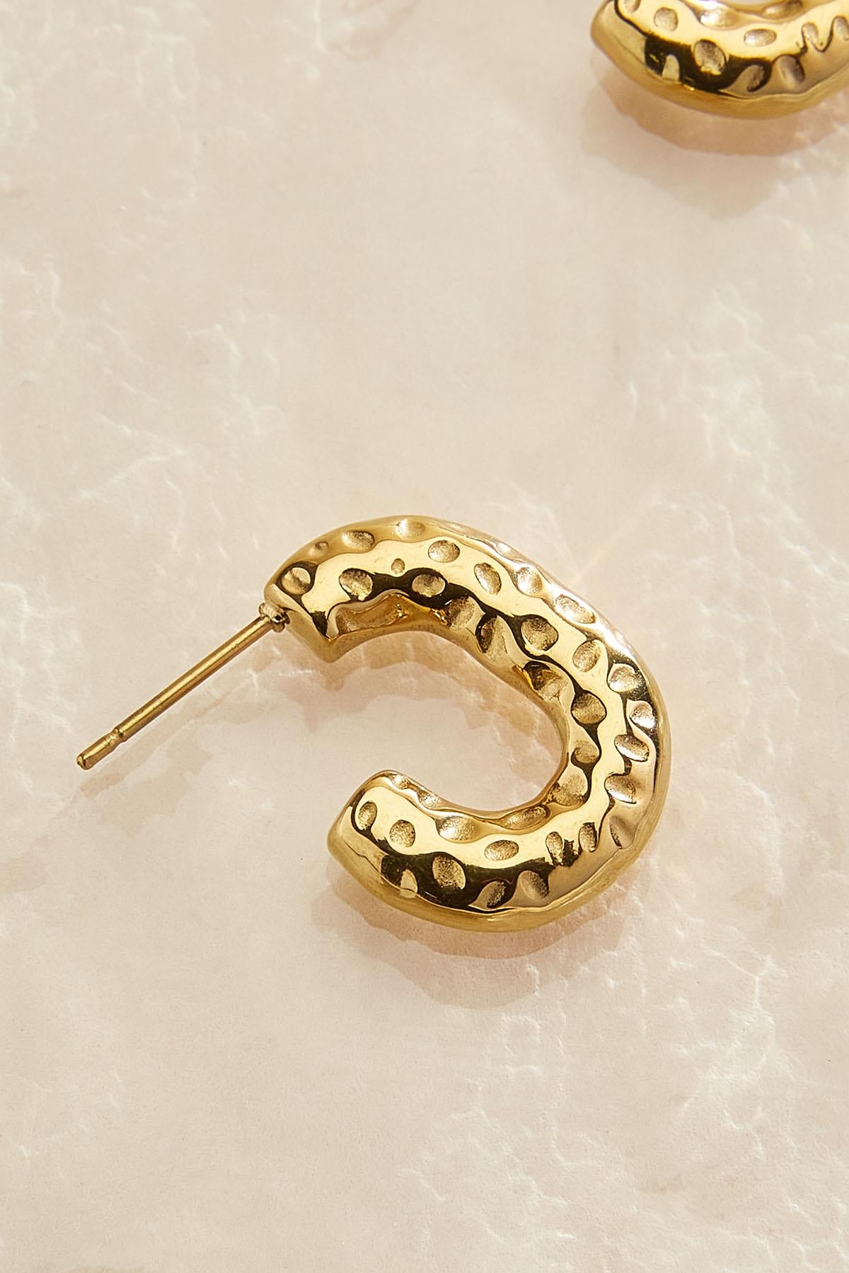 Versona waterproof hammered hoop earrings GOLD