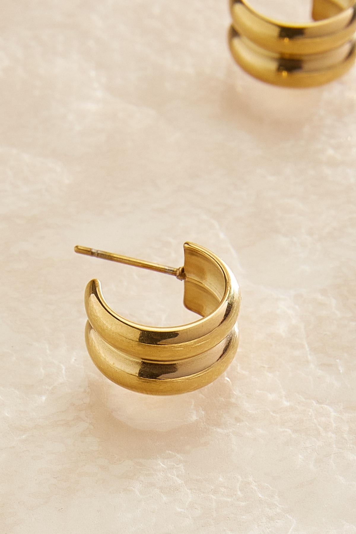 Versona waterproof double hoop earrings GOLD