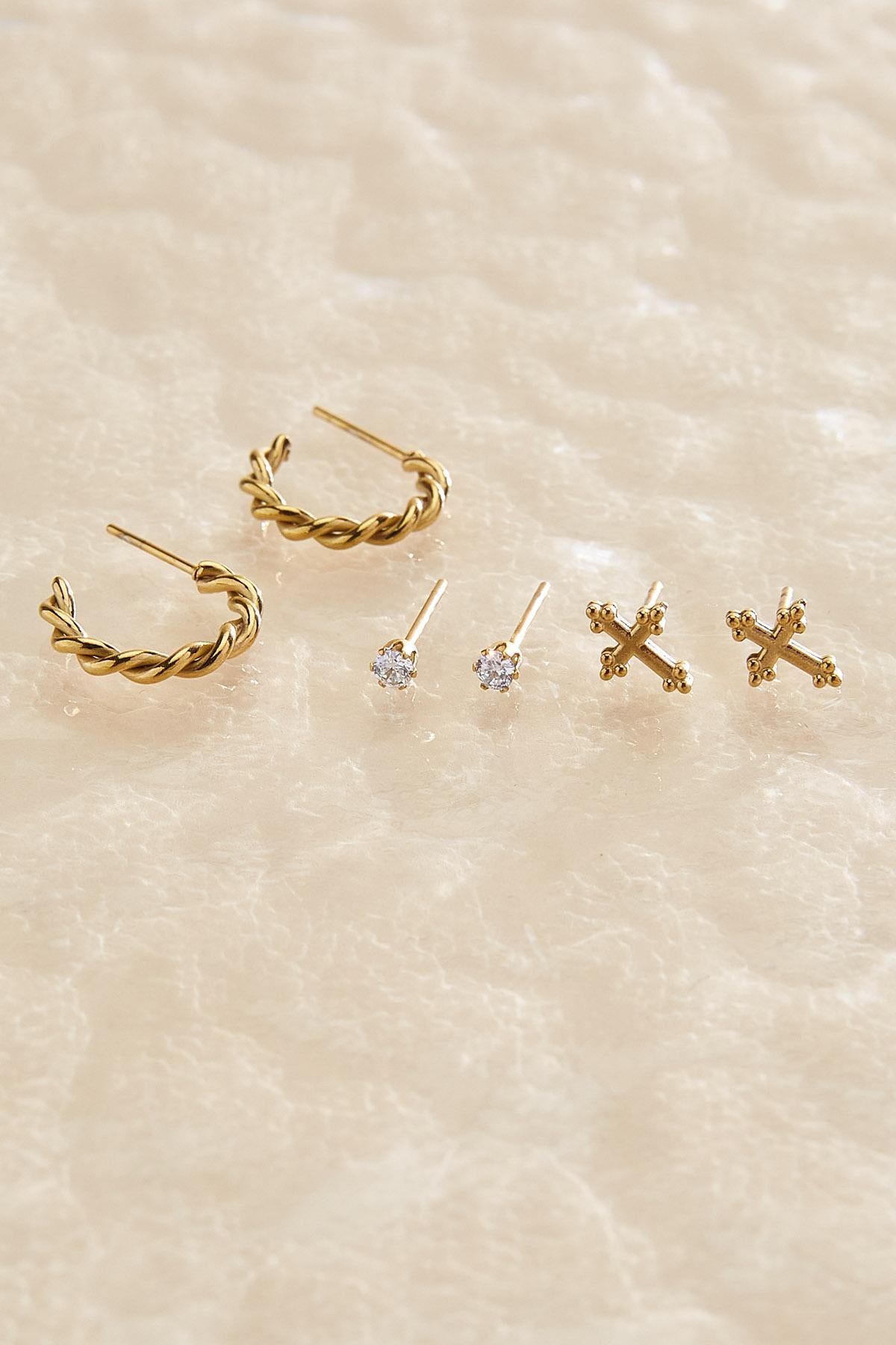 Versona waterproof mixed earrings set GOLD