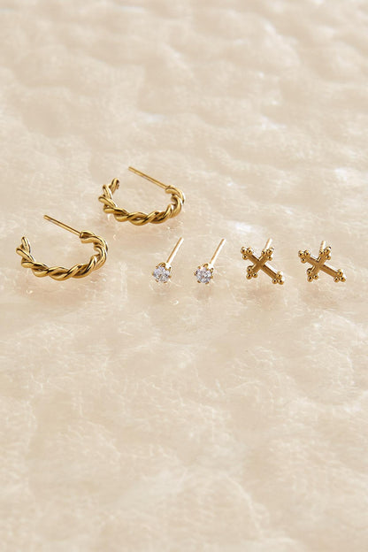 Versona waterproof mixed earrings set GOLD