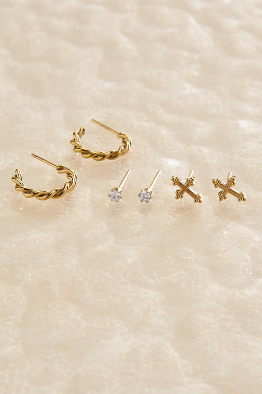 Versona waterproof mixed earrings set GOLD