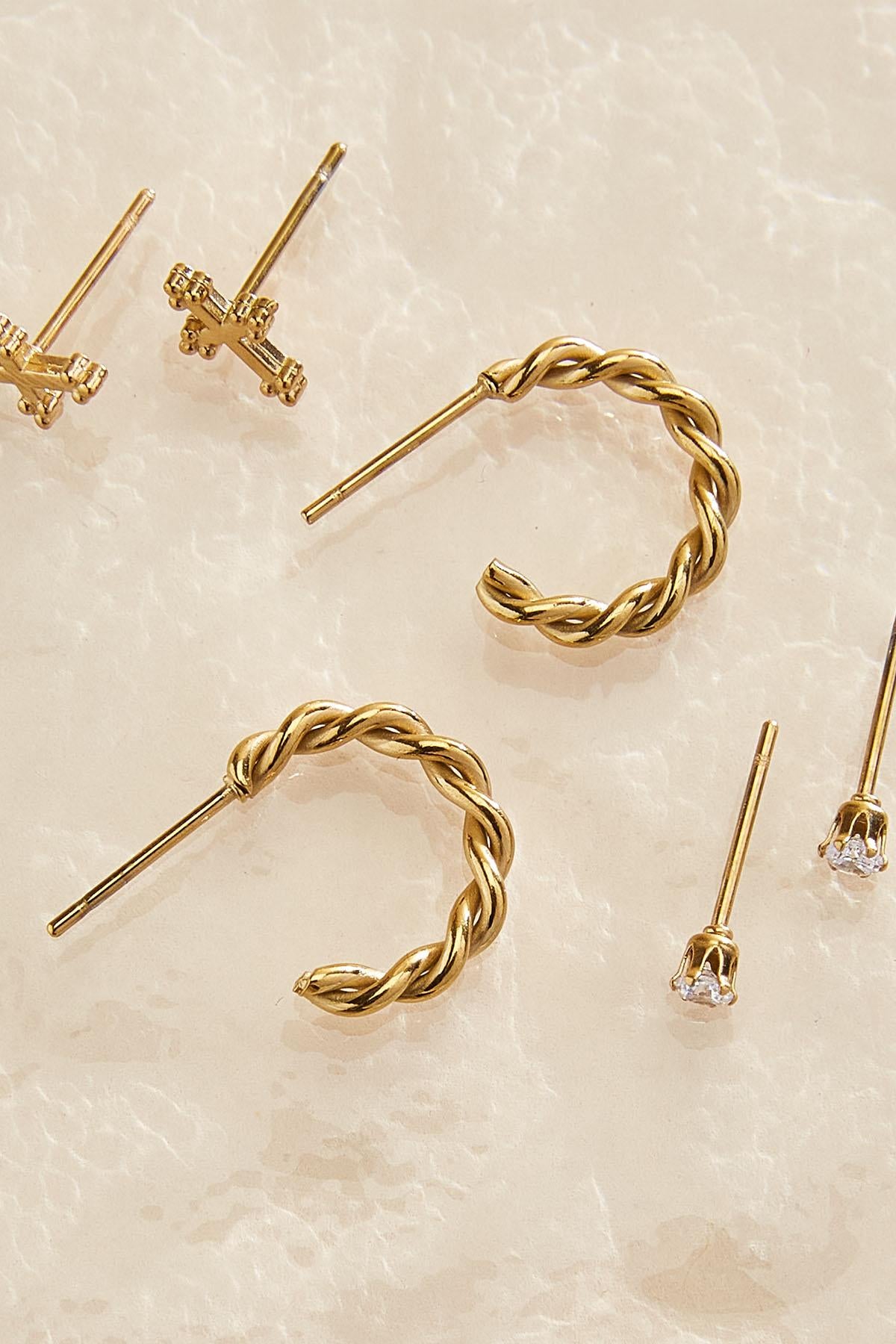 Versona waterproof mixed earrings set GOLD