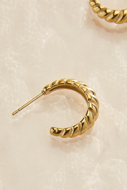 Versona waterproof ribbed hoop earrings GOLD