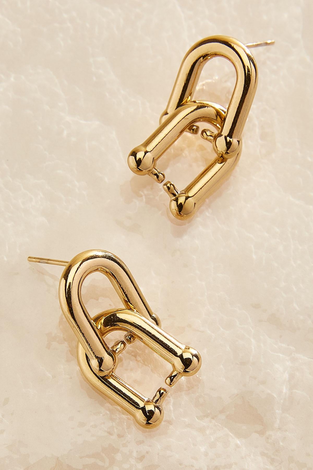 Versona waterproof linked stud earrings GOLD