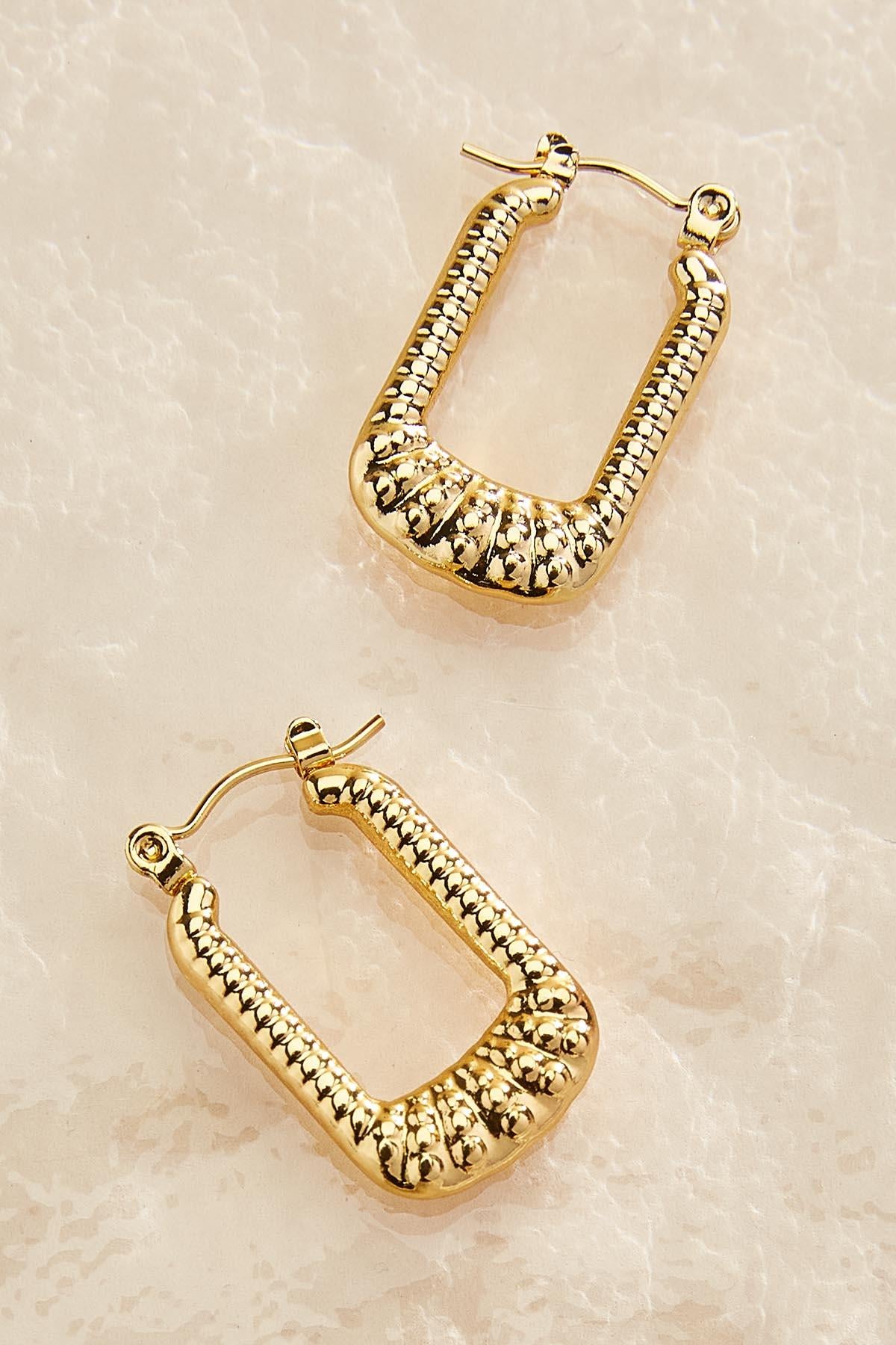 Versona waterproof ribbed oval hoop earrings GOLD