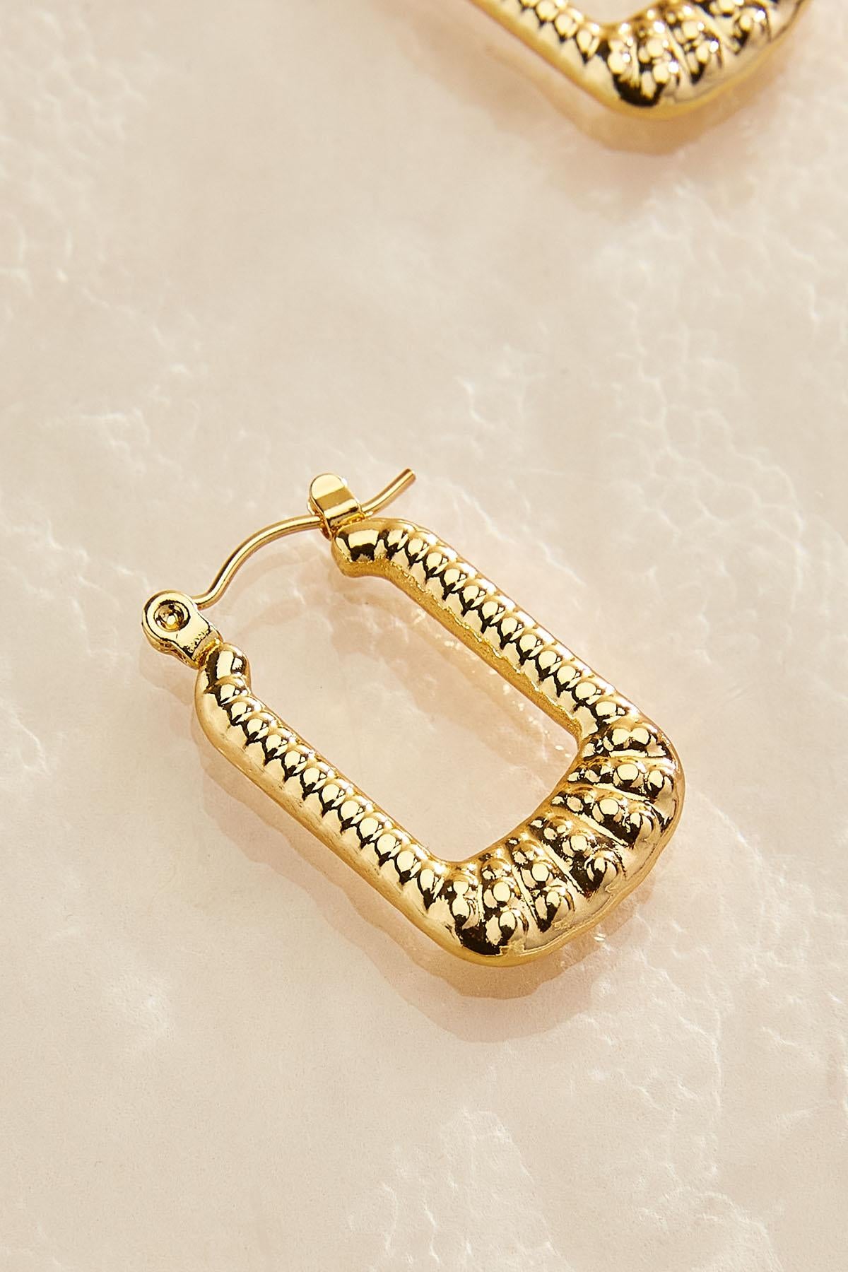 Versona waterproof ribbed oval hoop earrings GOLD