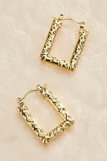 Versona waterproof hammered square hoop earrings GOLD