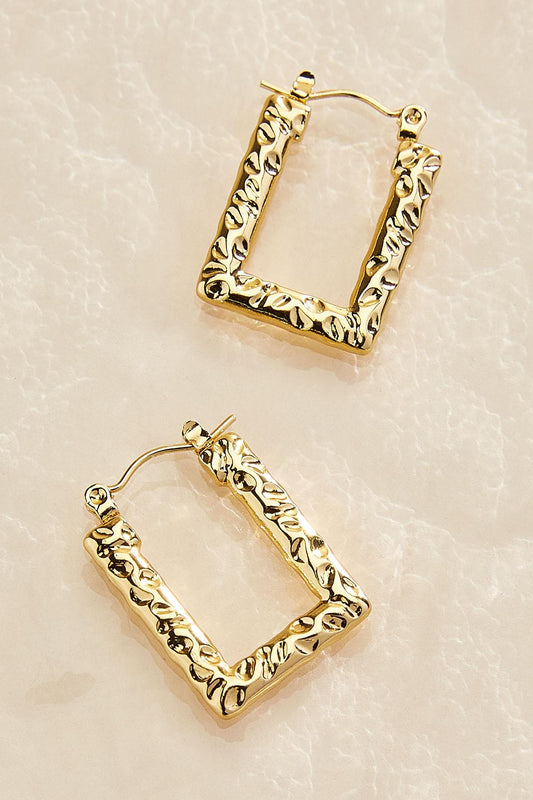 Versona waterproof hammered square hoop earrings GOLD