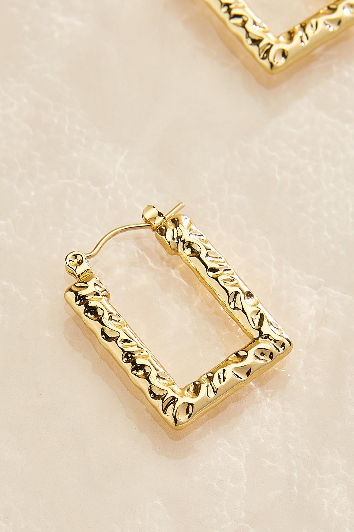 Versona waterproof hammered square hoop earrings GOLD