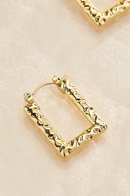 Versona waterproof hammered square hoop earrings GOLD