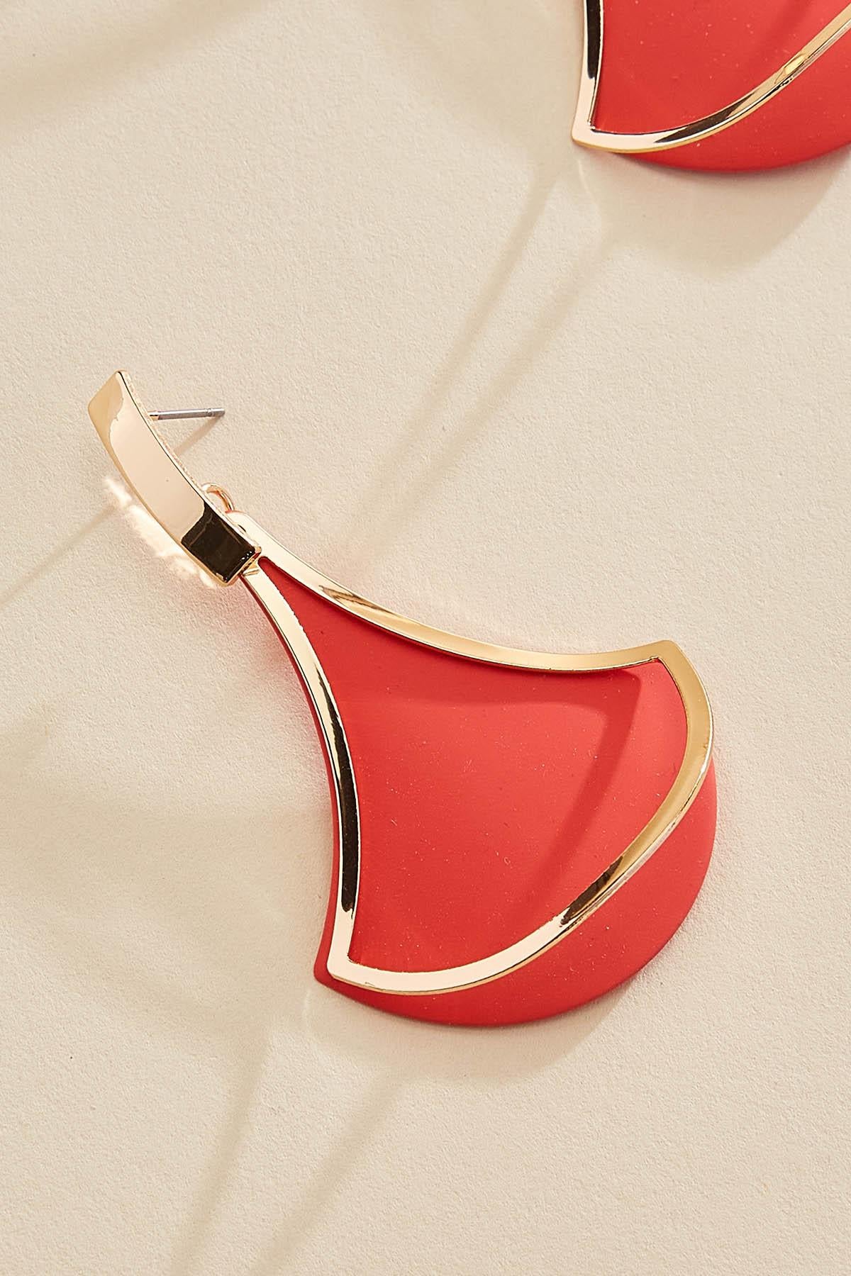 Versona gold frame rubber tear earrings HOT_CORAL