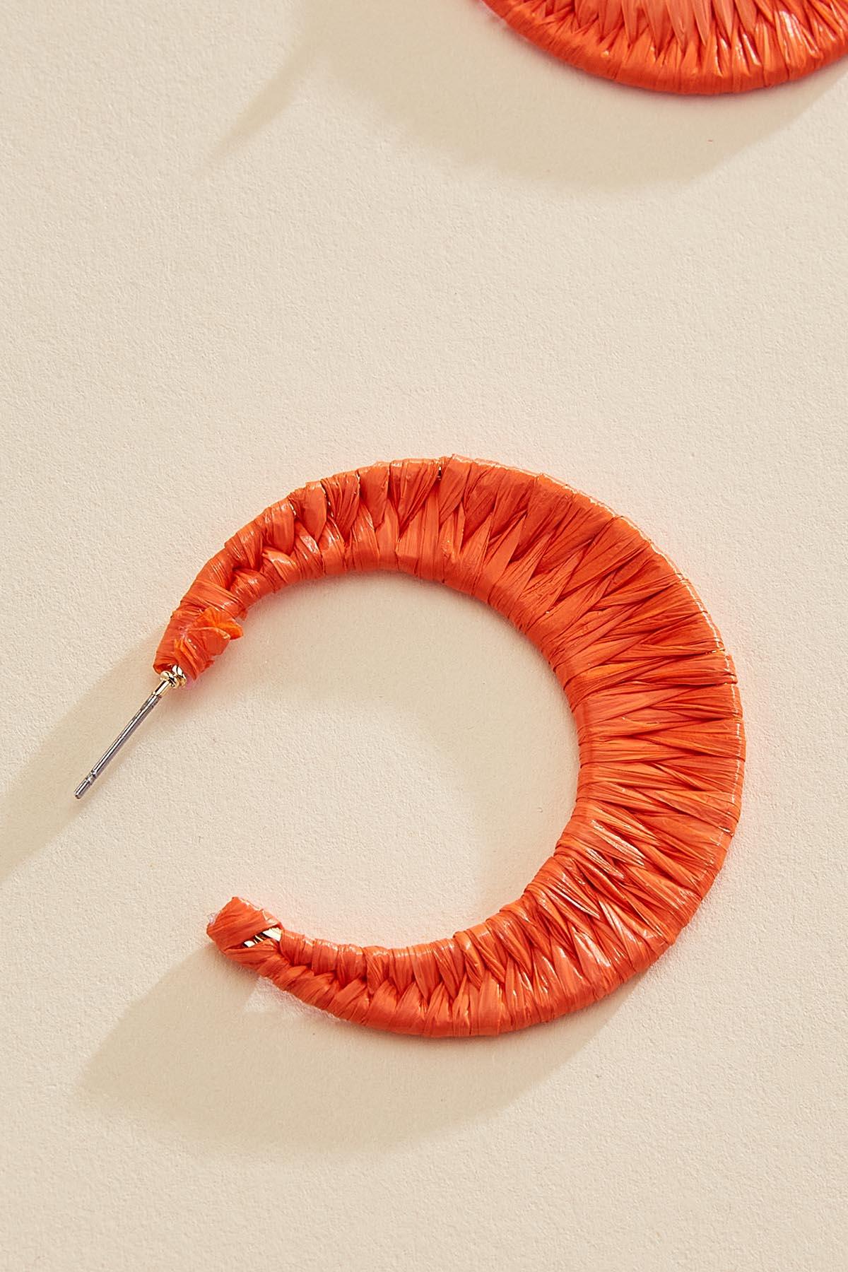 Versona raffia wrapped hoop earrings HOT_CORAL