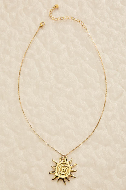 Versona waterproof spiral sun pendant necklace GOLD