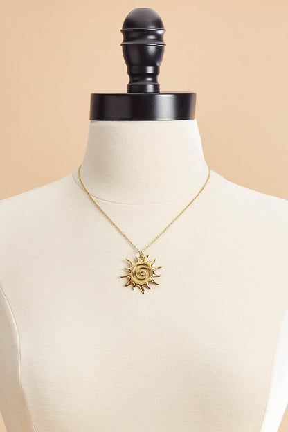 Versona waterproof spiral sun pendant necklace GOLD