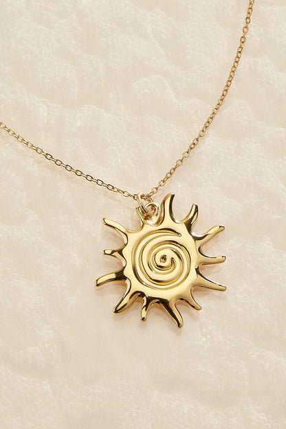 Versona waterproof spiral sun pendant necklace GOLD