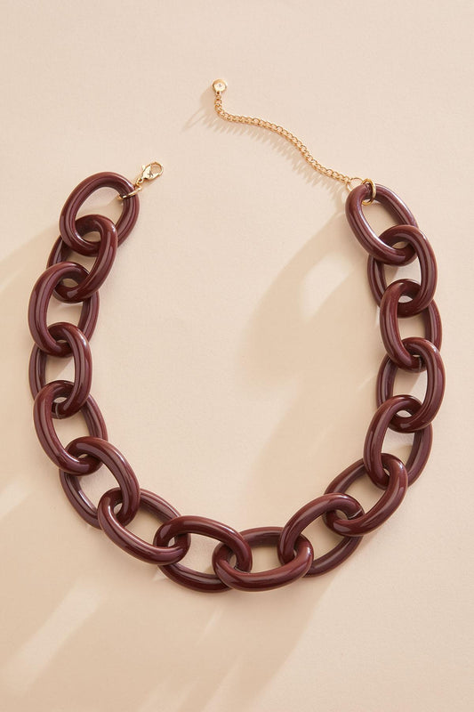 Versona chunky lucite chain link necklace HABANERO