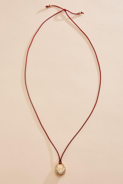 Versona ribbed gold pendant cord necklace HABANERO