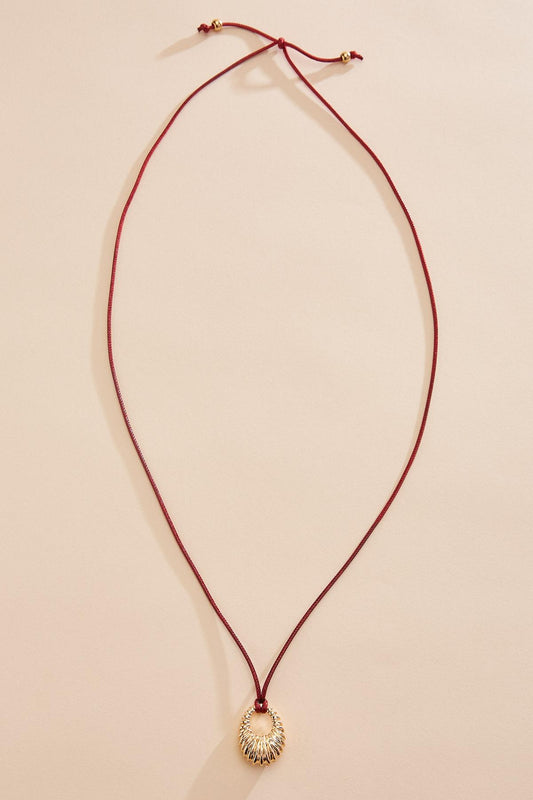 Versona ribbed gold pendant cord necklace HABANERO