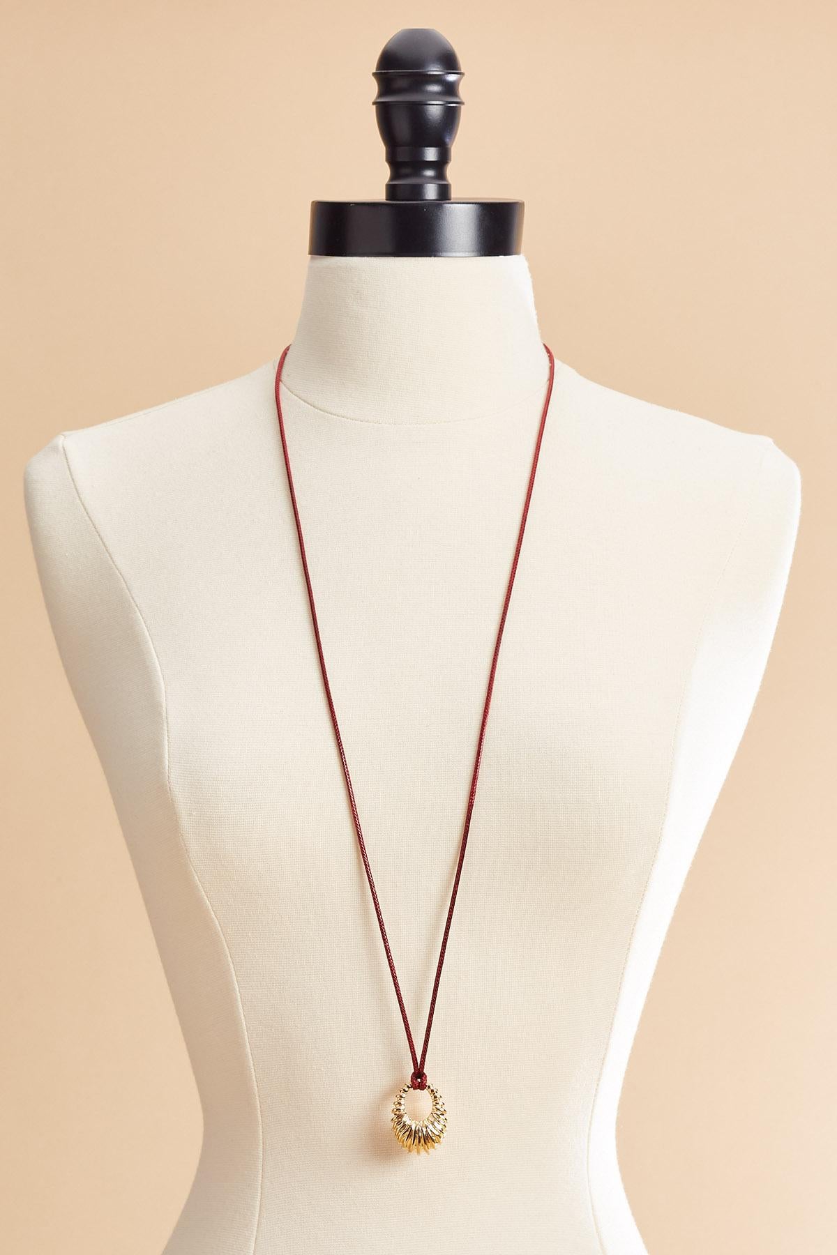 Versona ribbed gold pendant cord necklace HABANERO