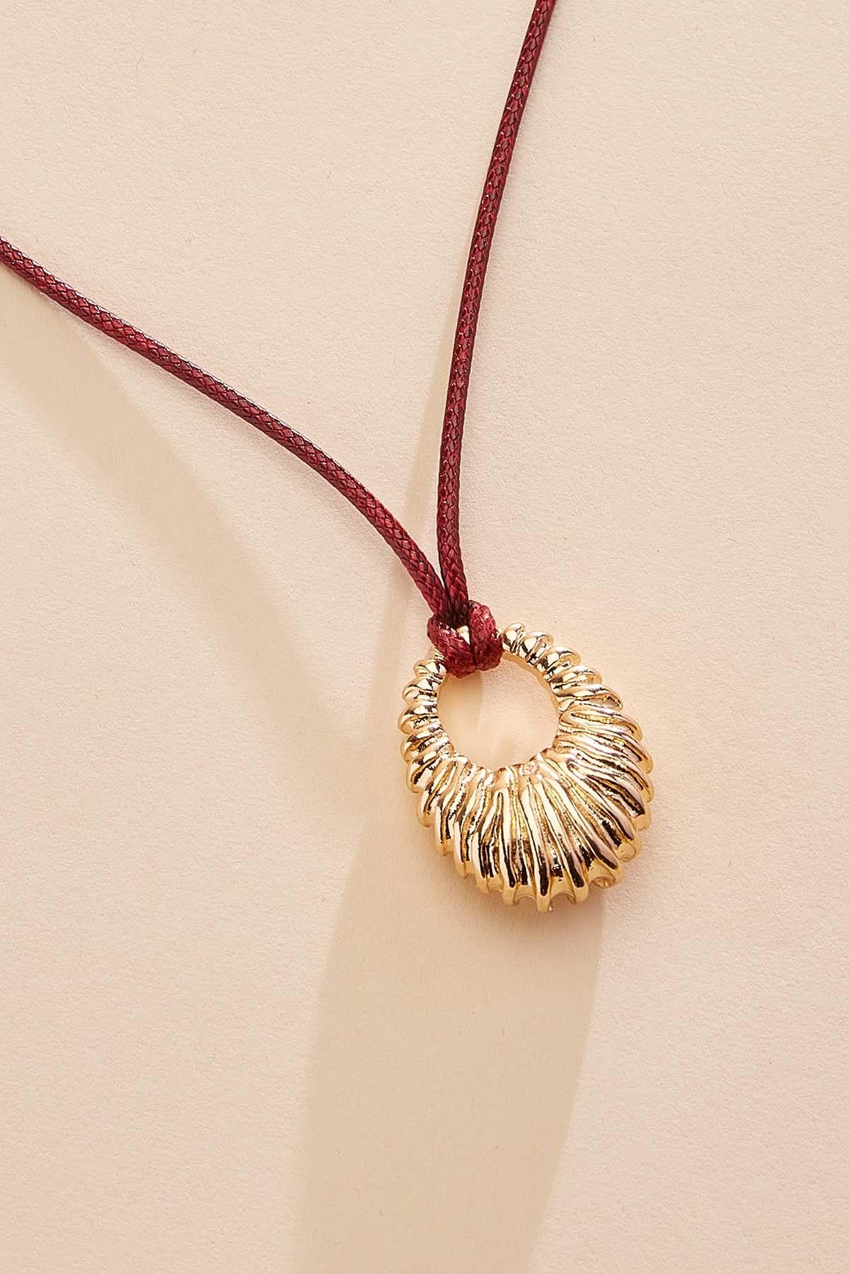Versona ribbed gold pendant cord necklace HABANERO