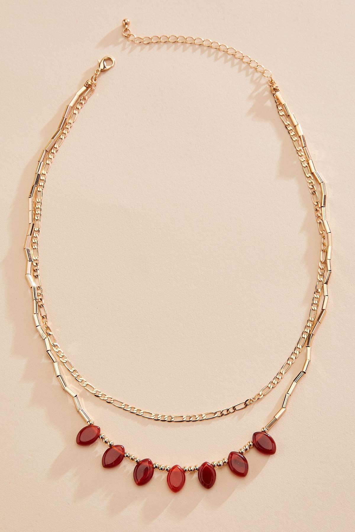 Versona semi- precious oval stone layered necklace HABANERO