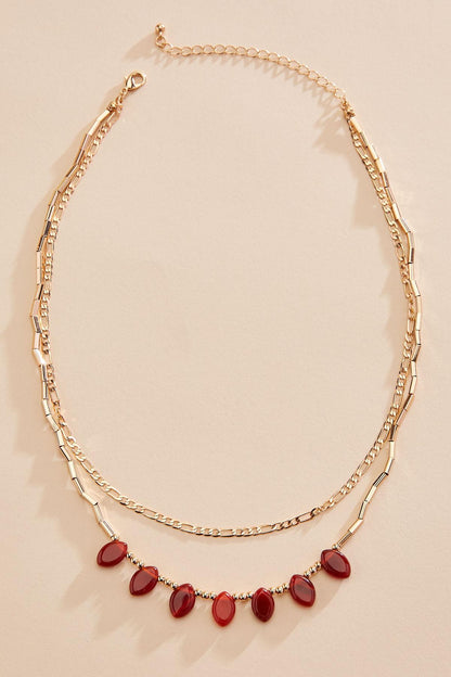 Versona semi- precious oval stone layered necklace HABANERO
