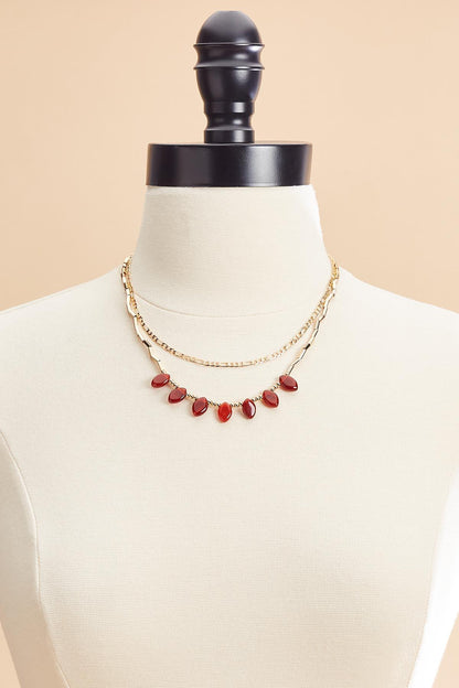 Versona semi- precious oval stone layered necklace HABANERO