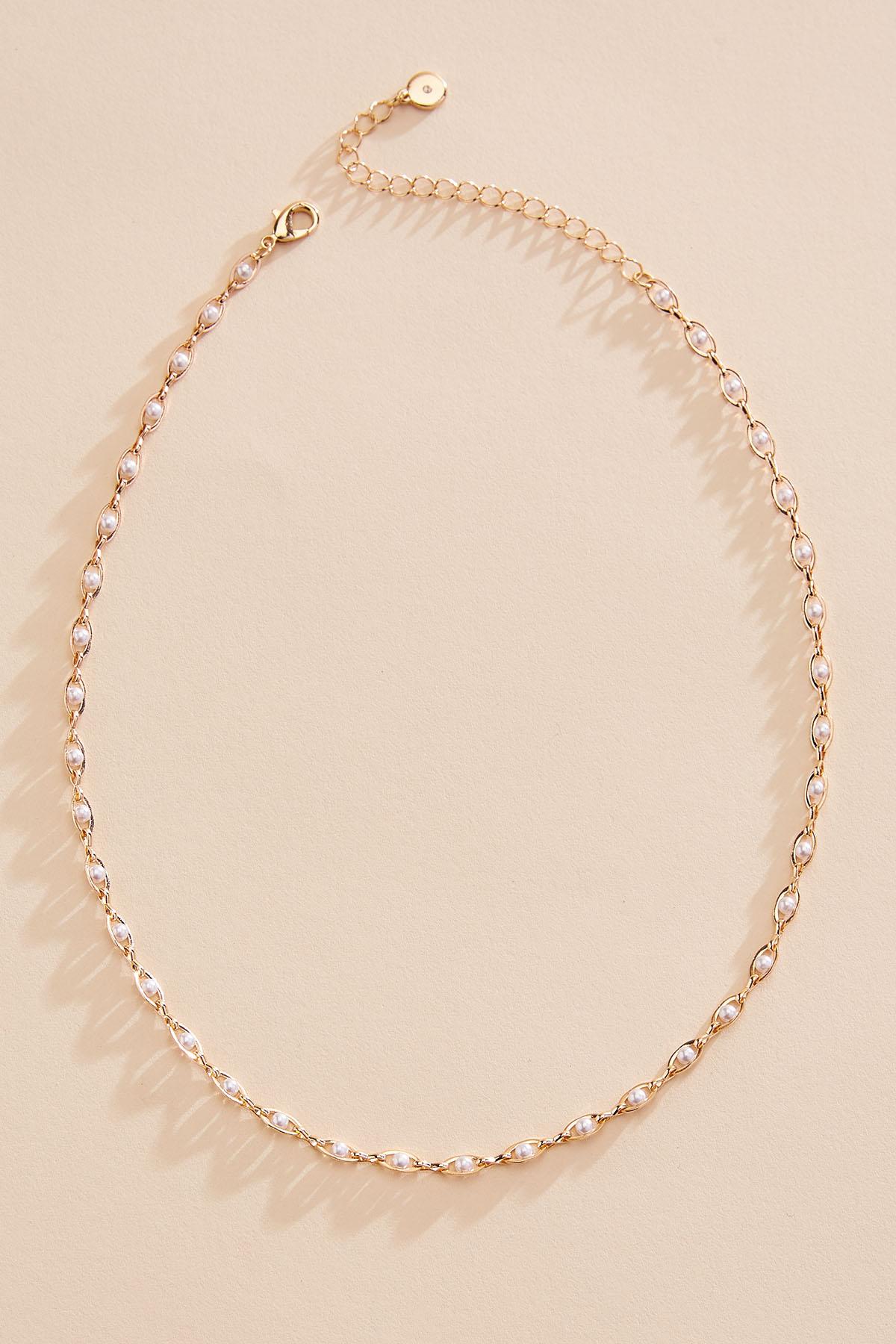 Versona dainty pearl inset chain necklace GOLD