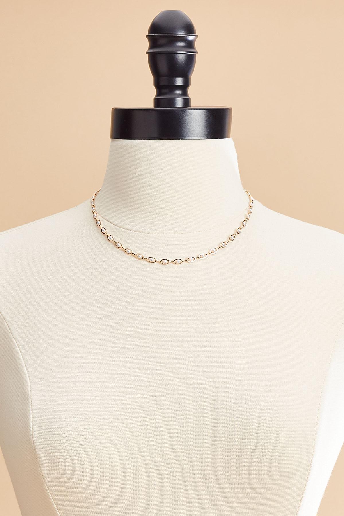 Versona dainty pearl inset chain necklace GOLD
