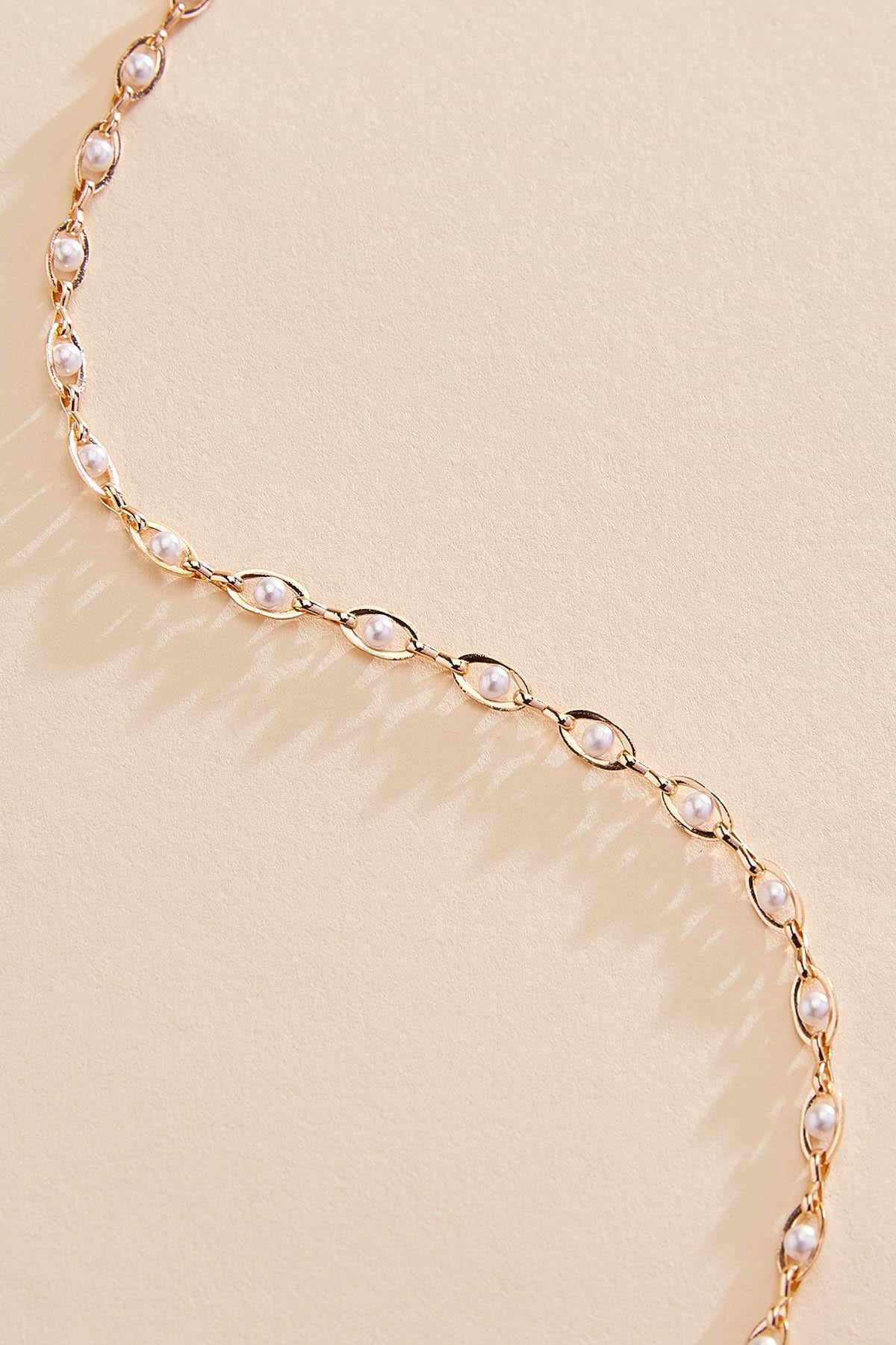 Versona dainty pearl inset chain necklace GOLD