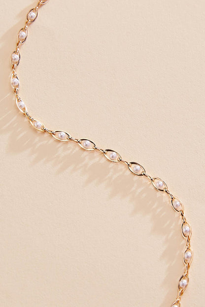 Versona dainty pearl inset chain necklace GOLD