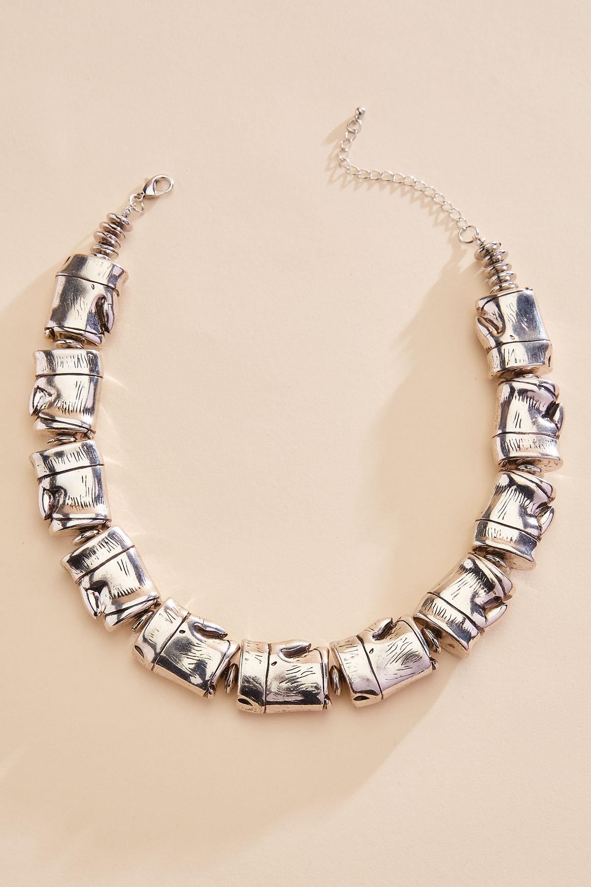 Versona silver bamboo statement necklace SILVER