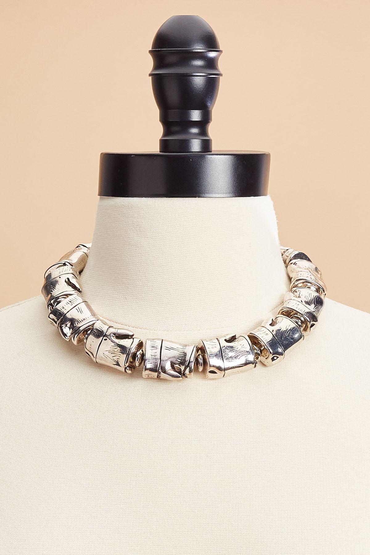 Versona silver bamboo statement necklace SILVER