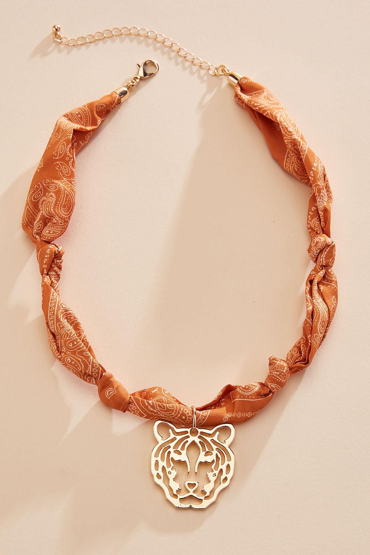 Versona tiger printed scarf chain necklace TILLANDSIA_PURPLE