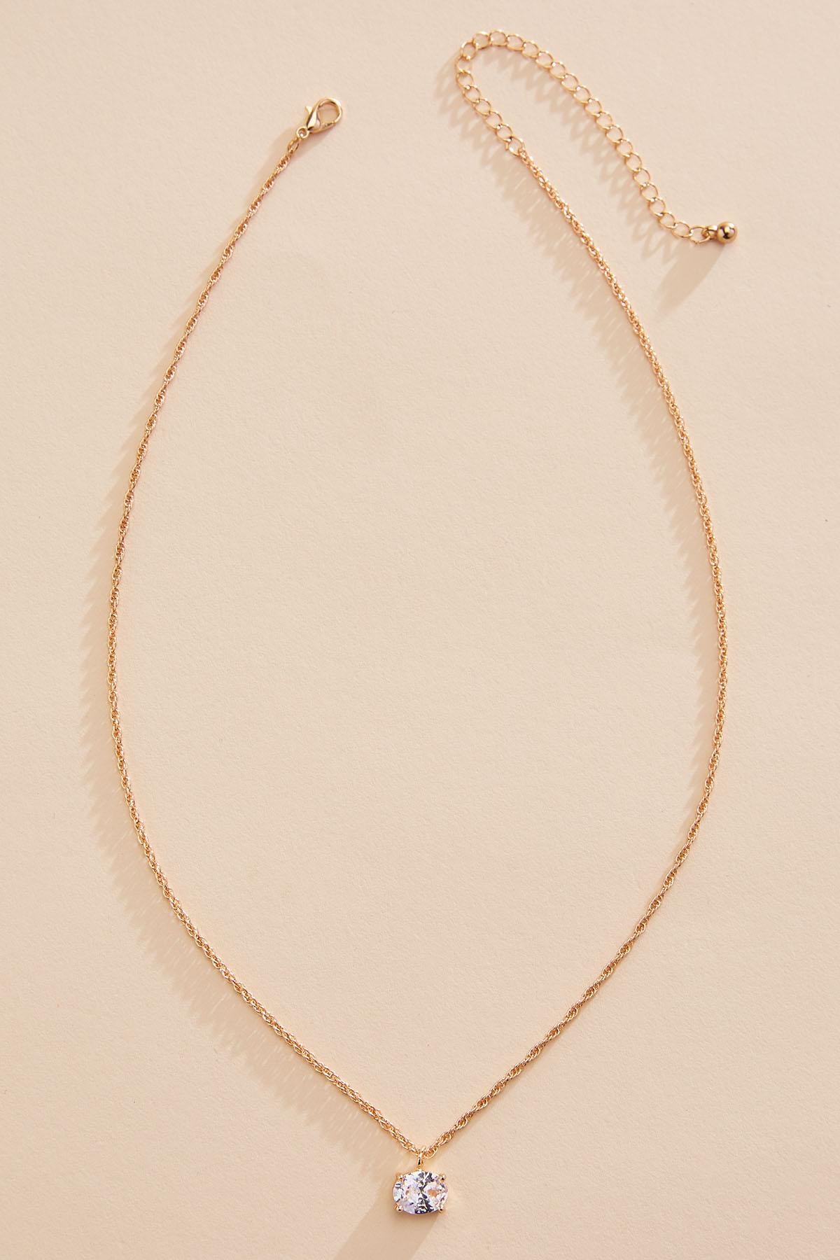 Versona oval cubic zirconia pendant necklace GOLD