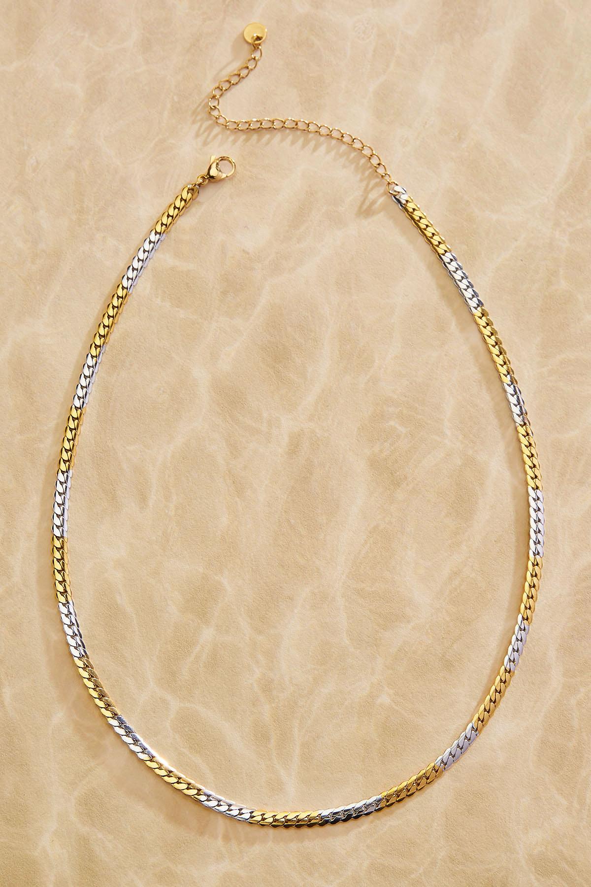 Versona waterproof two tone snake chain necklace TWO_TONE