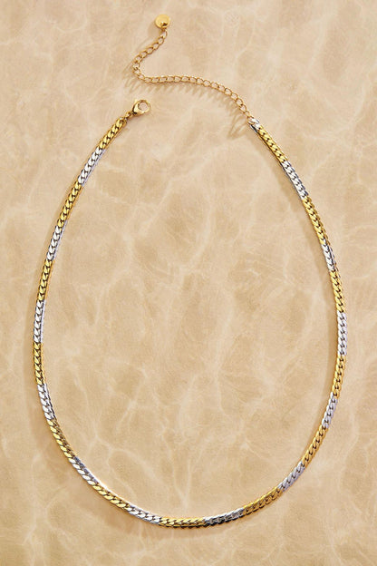 Versona waterproof two tone snake chain necklace TWO_TONE