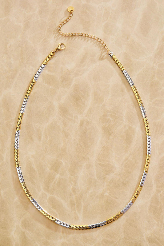 Versona waterproof two tone snake chain necklace TWO_TONE