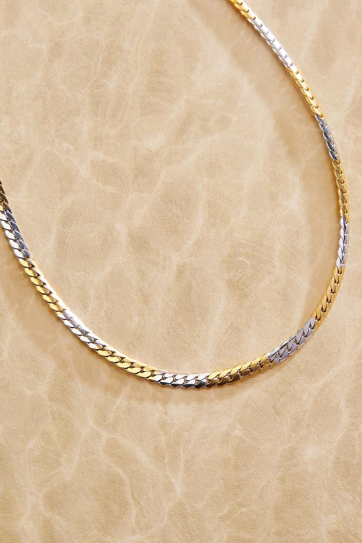 Versona waterproof two tone snake chain necklace TWO_TONE