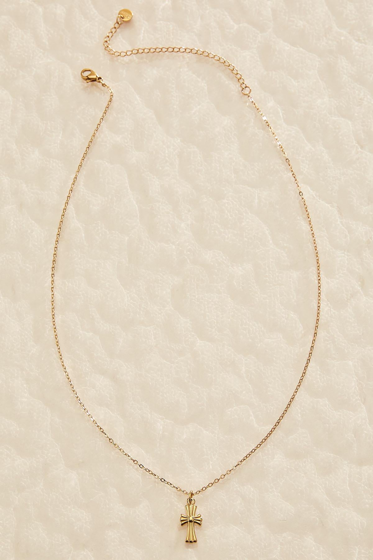 Versona waterproof gold cross pendant necklace GOLD