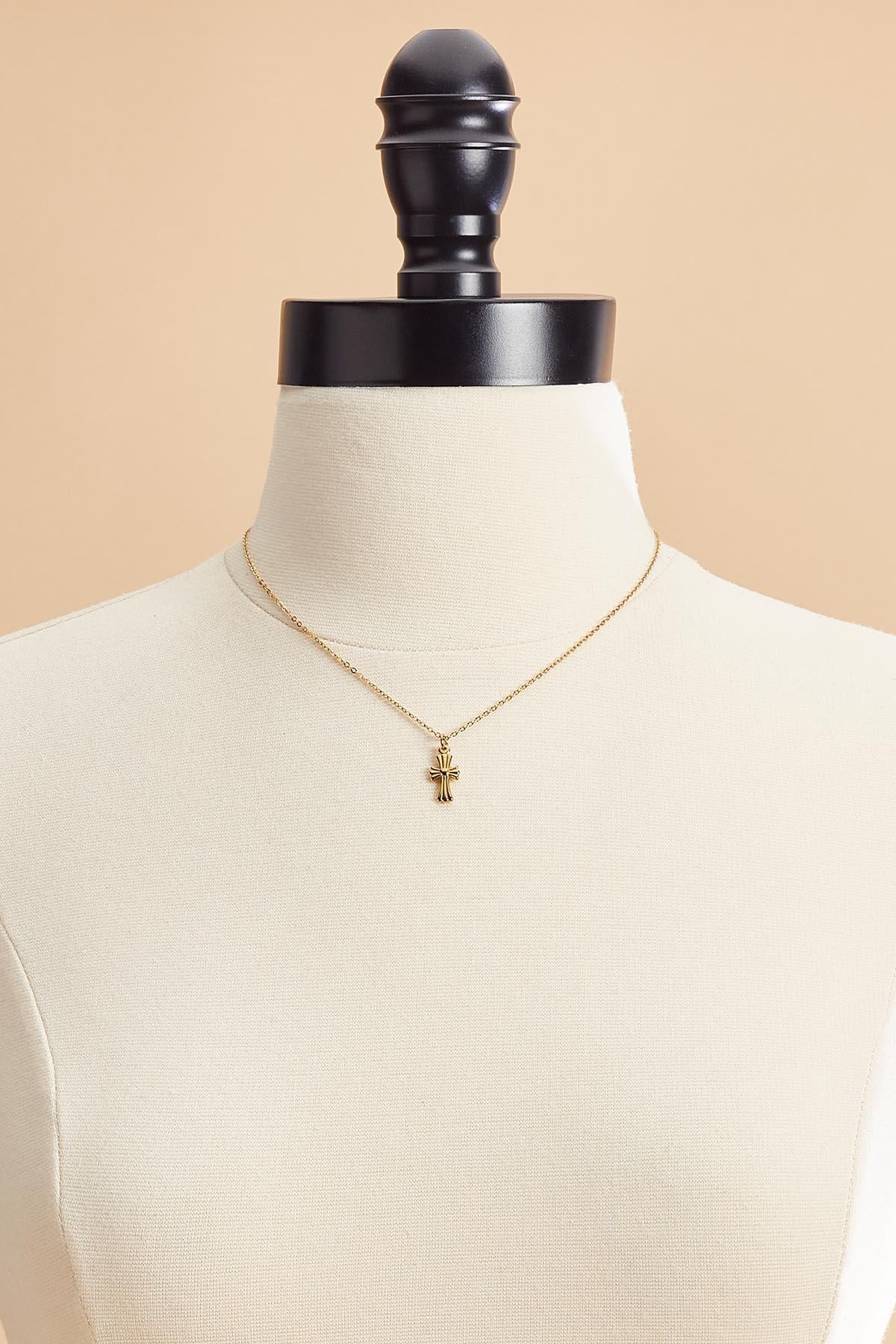 Versona waterproof gold cross pendant necklace GOLD