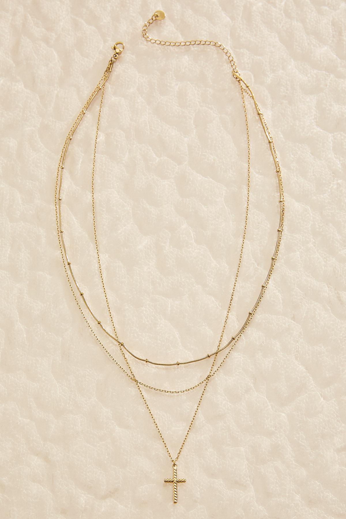 Versona waterproof layered cross necklace GOLD