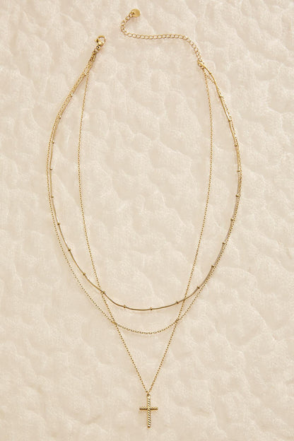 Versona waterproof layered cross necklace GOLD
