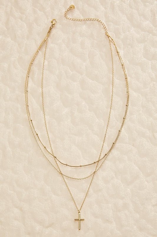 Versona waterproof layered cross necklace GOLD