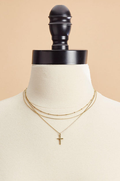 Versona waterproof layered cross necklace GOLD